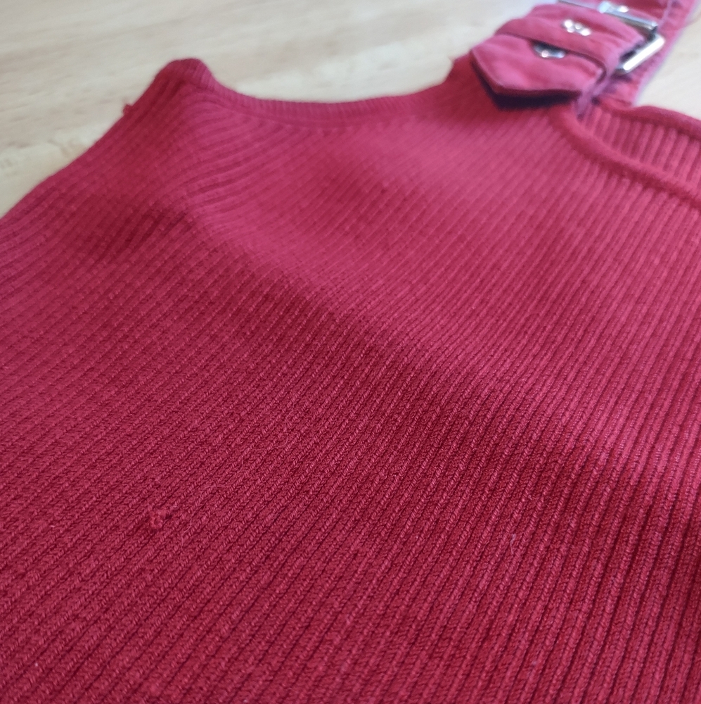 Spenser Jeremy Buckled Scarlet Ribbed Tank Top - Picture 3 of 7